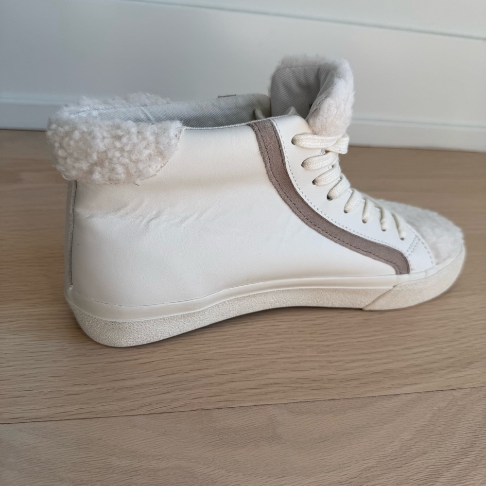 MADEWELL WOMEN'S SIDEWALK HIGH-TOP SNEAKERS IN SHERPA SIZE 8 ASHEN SILVER NEW - Picture 5 of 12